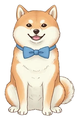 戴著藍色領結的柴犬旅伴